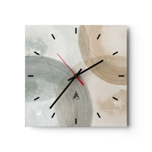 Wanduhr - Glasuhr - Abstrakte Komposition in Pastellfarben mit Linien - 30x30cm - Welten durchdringen - Moderne Wanddekoration für Wohnzimmer und Schlafzimmer ARTTOR