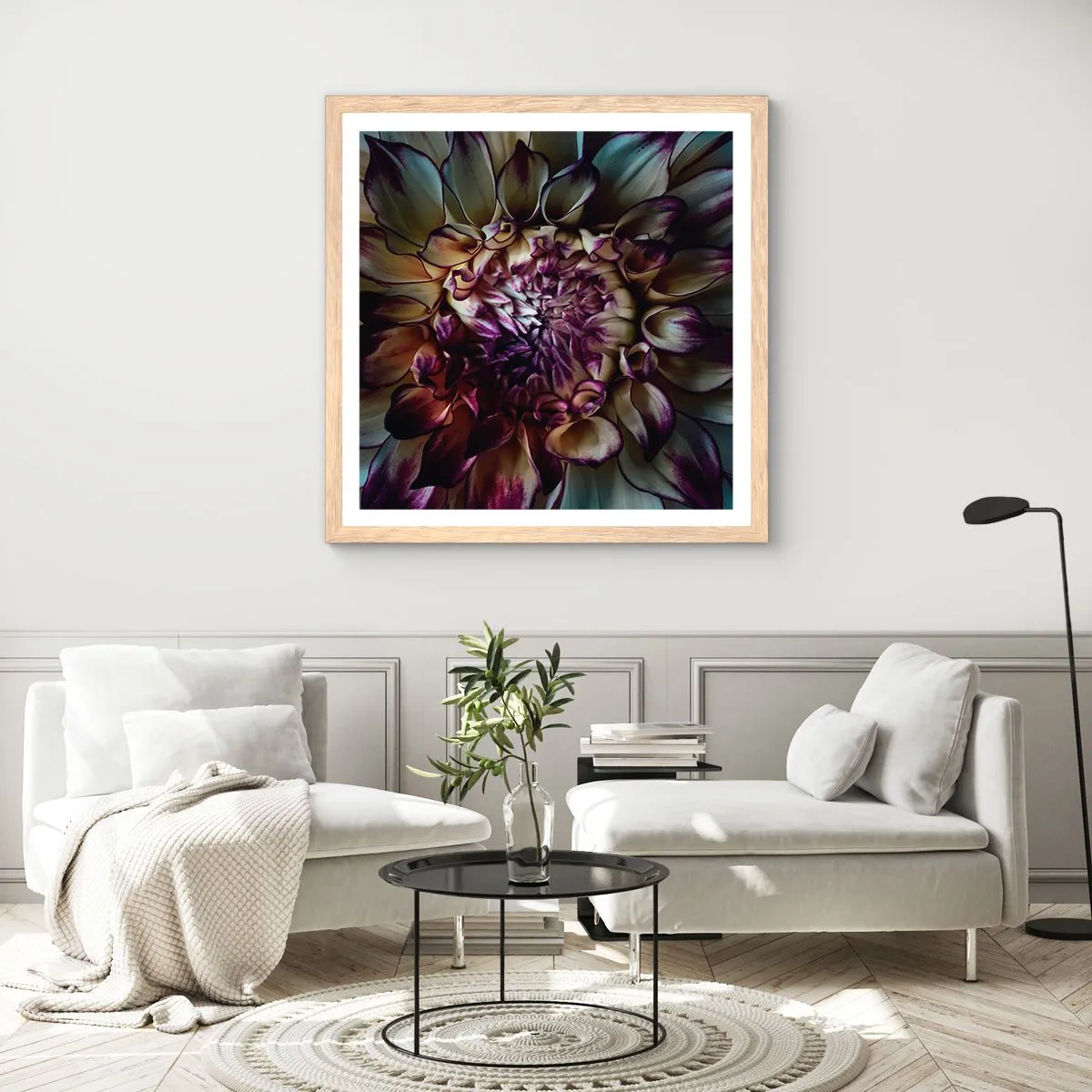 Poster in einem Rahmen aus heller Eiche - Die Blütezeit der Jugend - 60x60 cm