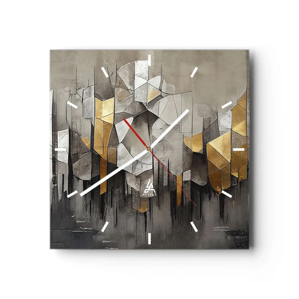 Wanduhr - Glasuhr - Komposition aus Eis und Licht - 40x40 cm