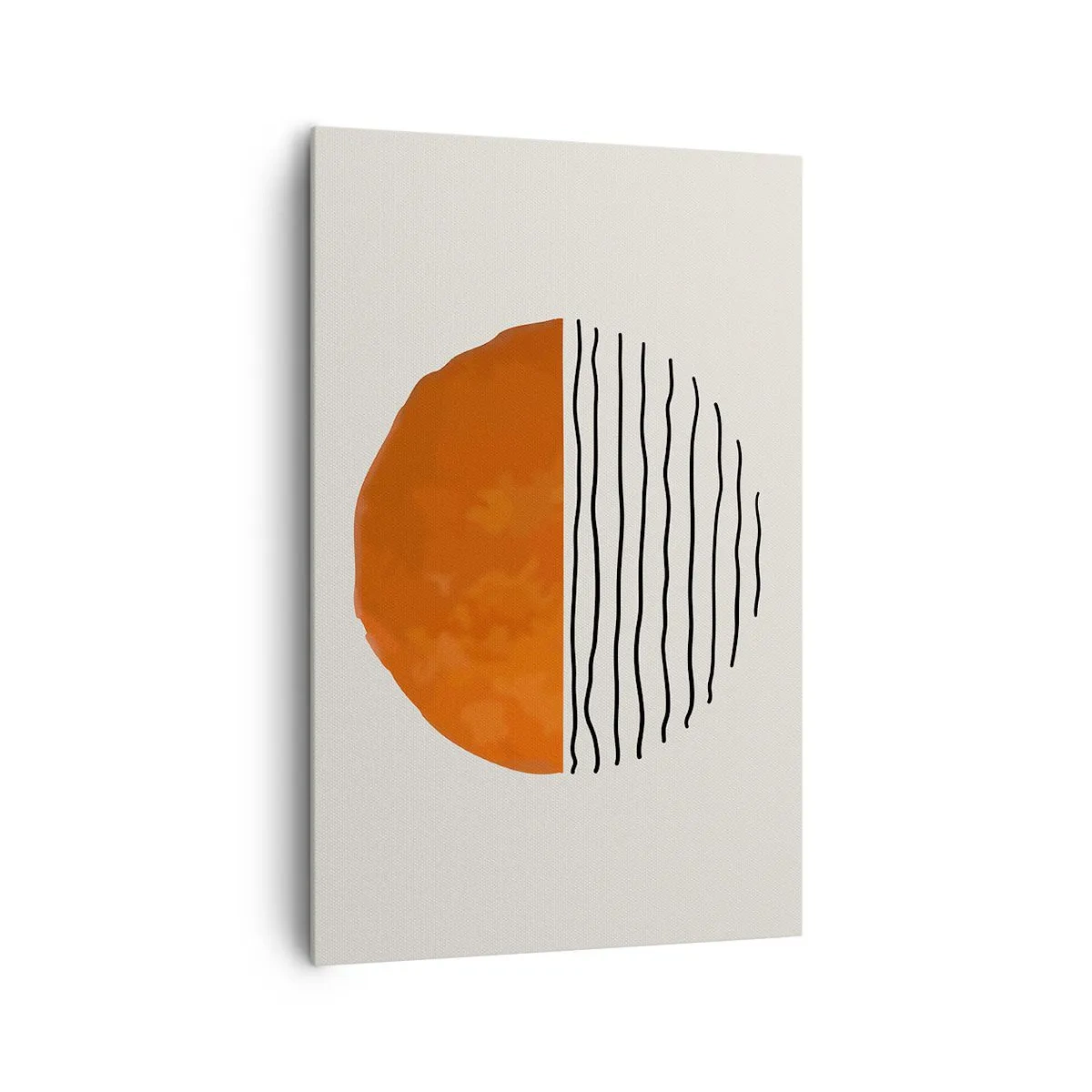 Bild auf Leinwand - Leinwandbild - Ein minimalistischer Sonnenuntergang über wellenartigen Linien - 80x120cm - Im japanischen Klima - Moderne Wanddekoration für Wohnzimmer und Schlafzimmer ARTTOR