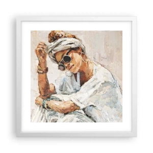 Poster in einem weißen Rahmen - Porträt in voller Sonne - 40x40 cm