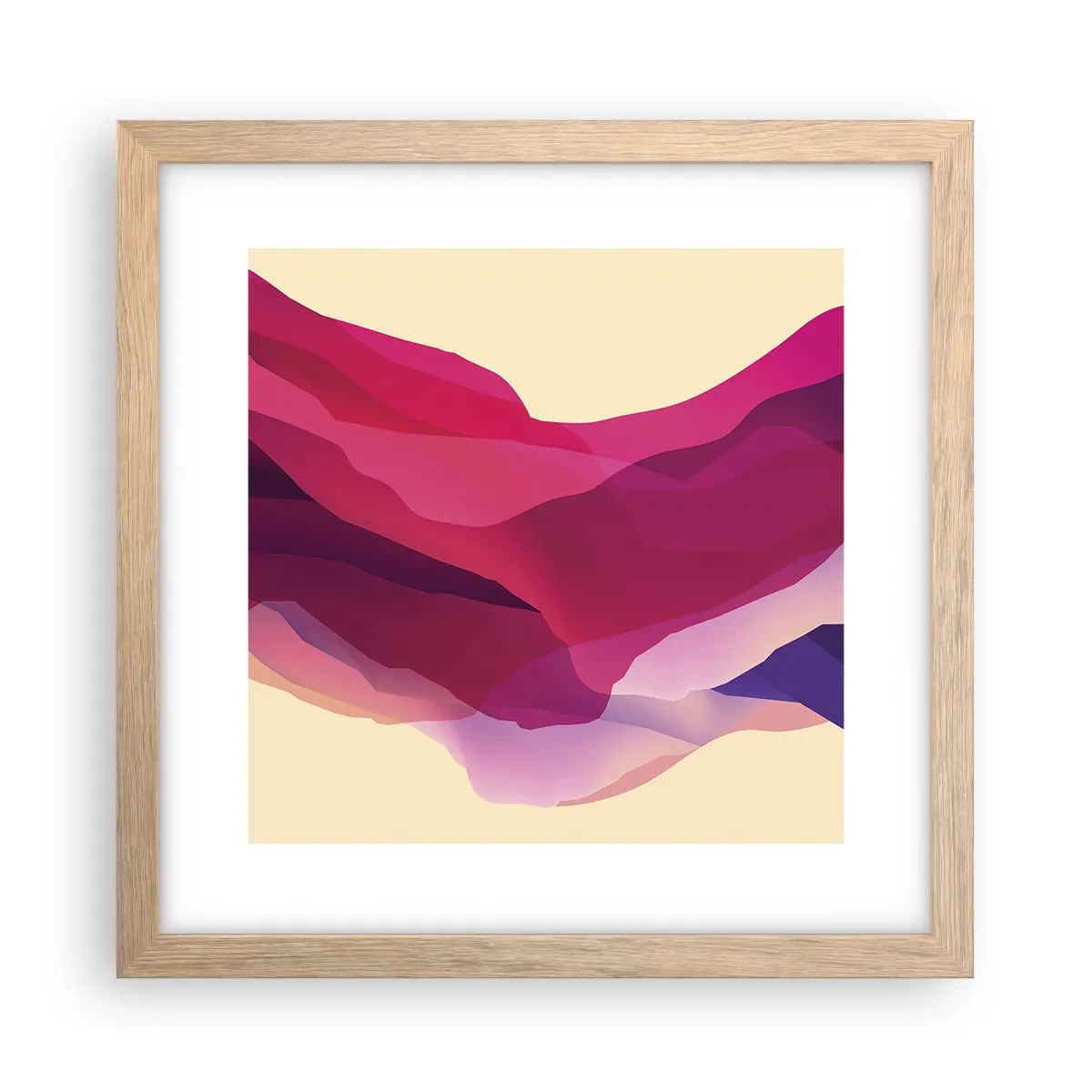Poster in einem Rahmen aus heller Eiche - Lila Wellen - 30x30 cm
