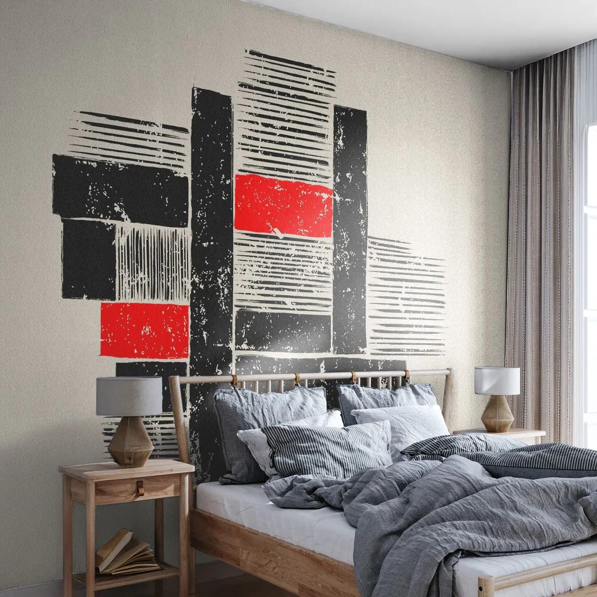 Fototapete Premium Canvas - Rot und Schwarz - Abstraktion, Moderne Kunst, Industriell - 350x256 cm