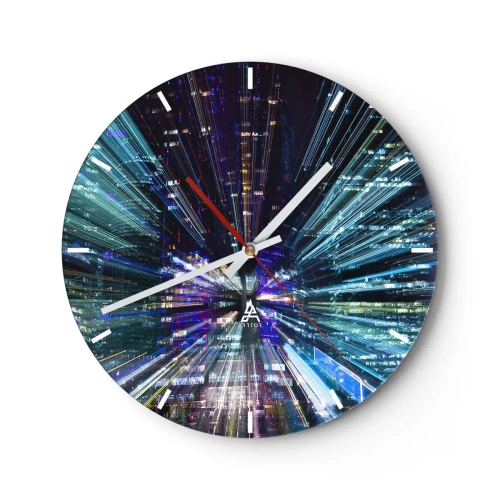 Wanduhr - Glasuhr - Dynamische Stadtlichter erzeugen einen Geschwindigkeitseffekt - 30x30cm - Übergang zum Hyperraum - Moderne Wanddekoration für Wohnzimmer, Küche und Schlafzimmer ARTTOR