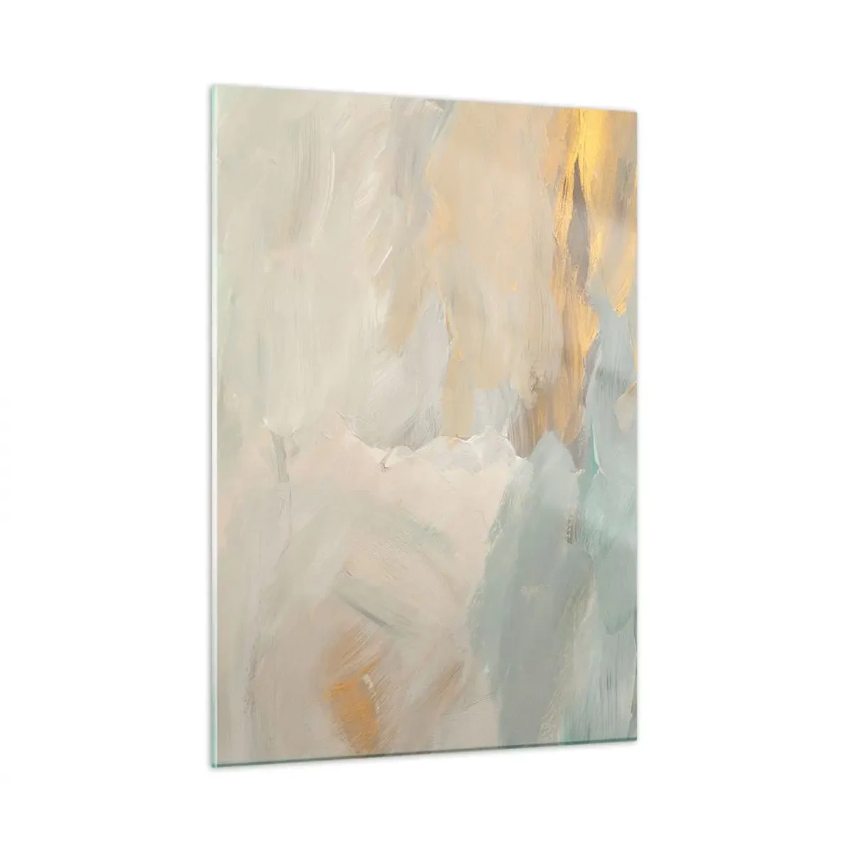 Glasbild - Bild auf glas - Helle Abstraktion mit zarten Pinselstrichen - 50x70cm - Abstraktion – das Land der Sanftheit - Moderne Wanddekoration für Wohnzimmer und Schlafzimmer ARTTOR