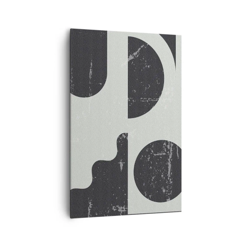 Bild auf Leinwand - Leinwandbild - Geometrische Muster in Schwarz- und Grautönen - 80x120cm - Komposition oben und unten - Moderne Wanddekoration für Wohnzimmer und Schlafzimmer ARTTOR