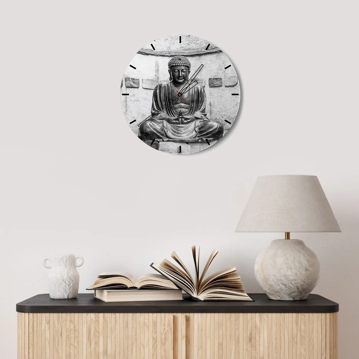 Wanduhr - Glasuhr - An der Quelle des Friedens - 30x30 cm