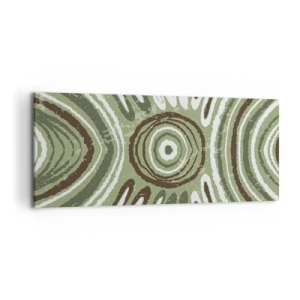 Bild auf Leinwand - Leinwandbild - Abstrakte Muster in Grün- und Brauntönen - 120x50cm - Explosion von Emotionen - Moderne Wanddekoration für Wohnzimmer und Schlafzimmer ARTTOR