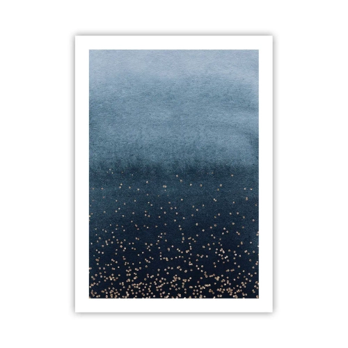 Poster - Blauer Farbverlauf mit goldenen Akzenten - 50x70cm - Komposition - blaue Phasen - Moderne Wanddekoration für Wohnzimmer und Schlafzimmer ARTTOR