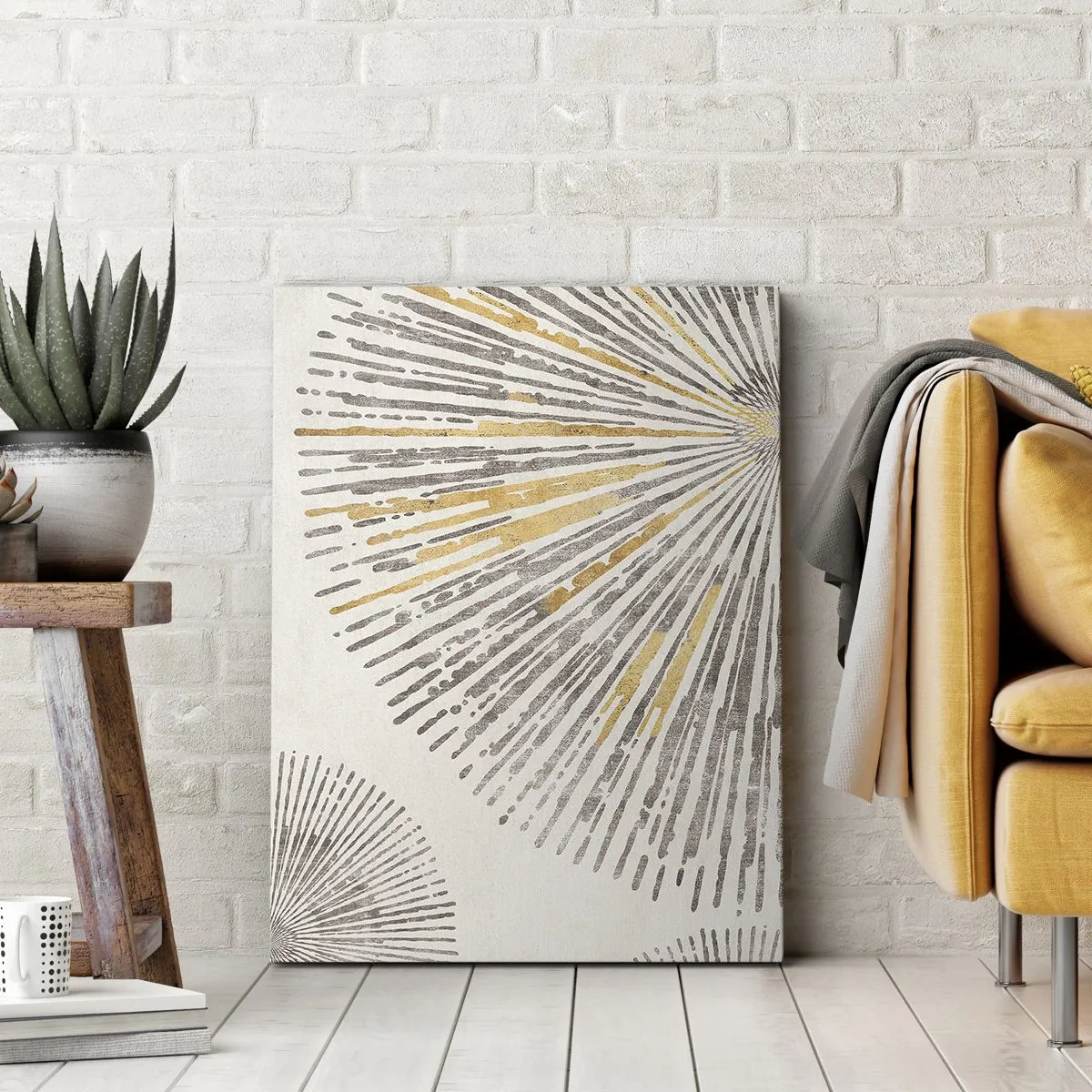 Bild auf Leinwand - Leinwandbild - Abstraktes strahlenförmiges Muster - 50x70cm - Schönheit des Strahls - Moderne Wanddekoration für Wohnzimmer und Schlafzimmer ARTTOR