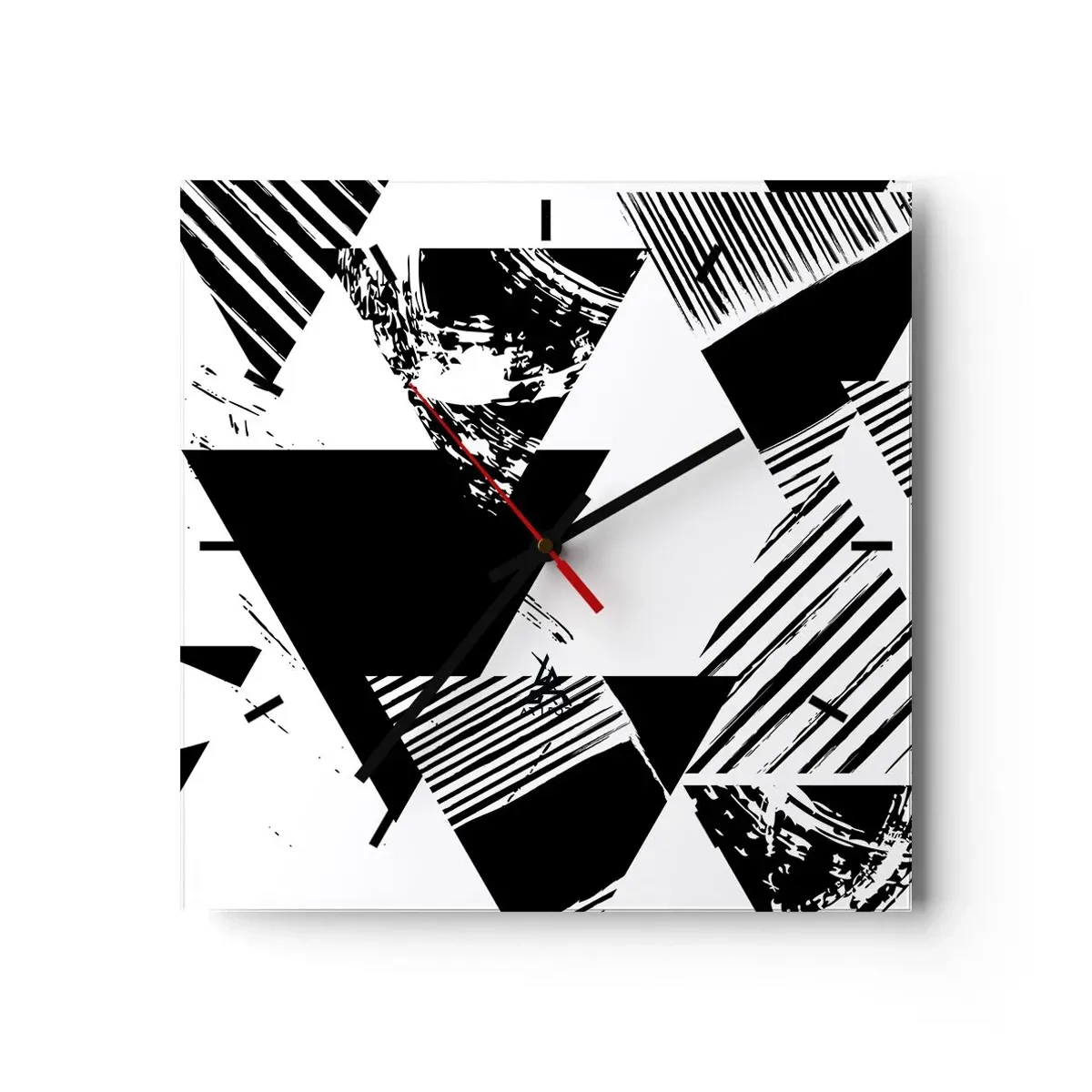 Wanduhr - Glasuhr - Regen von Dreiecken - 40x40 cm