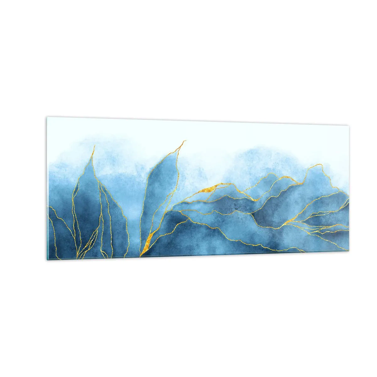 Glasbild - Bild auf glas - Blau im Gold - 100x40 cm