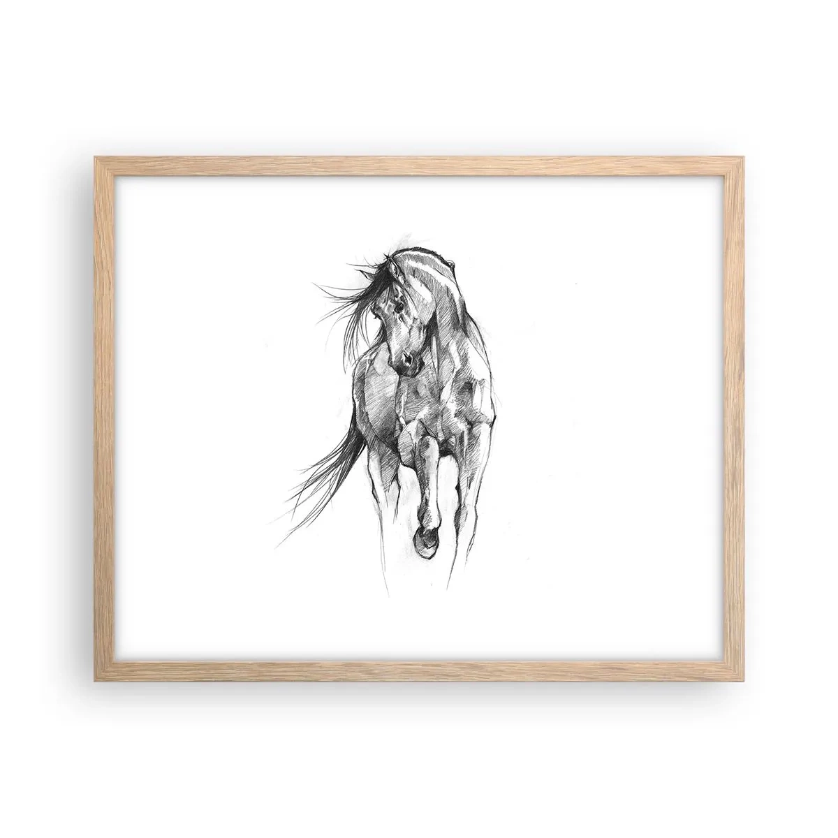 Poster in einem Rahmen aus heller Eiche - Im anmutigen Trab - 50x40 cm