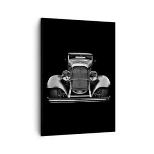 Bild auf Leinwand - Leinwandbild - Ein Oldtimer in Schwarz und Weiß - 50x70cm - Wahrer Gentleman - Moderne Wanddekoration für Wohnzimmer und Schlafzimmer ARTTOR