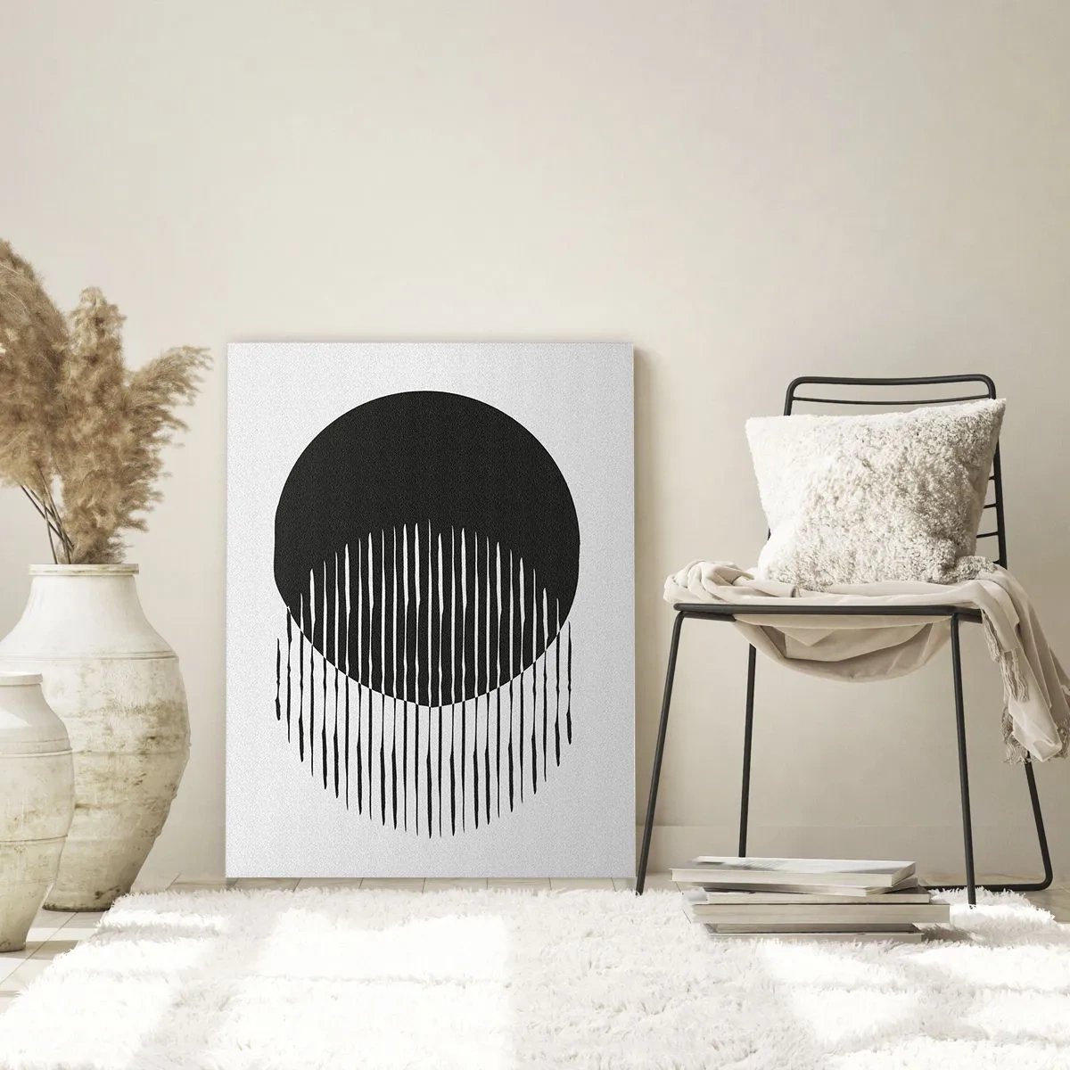 Glasbild - Bild auf glas - Eine minimalistische Form aus zwei sich kreuzenden Kreisen - 50x70cm - Sein Alter Ego - Moderne Wanddekoration für Wohnzimmer und Schlafzimmer ARTTOR