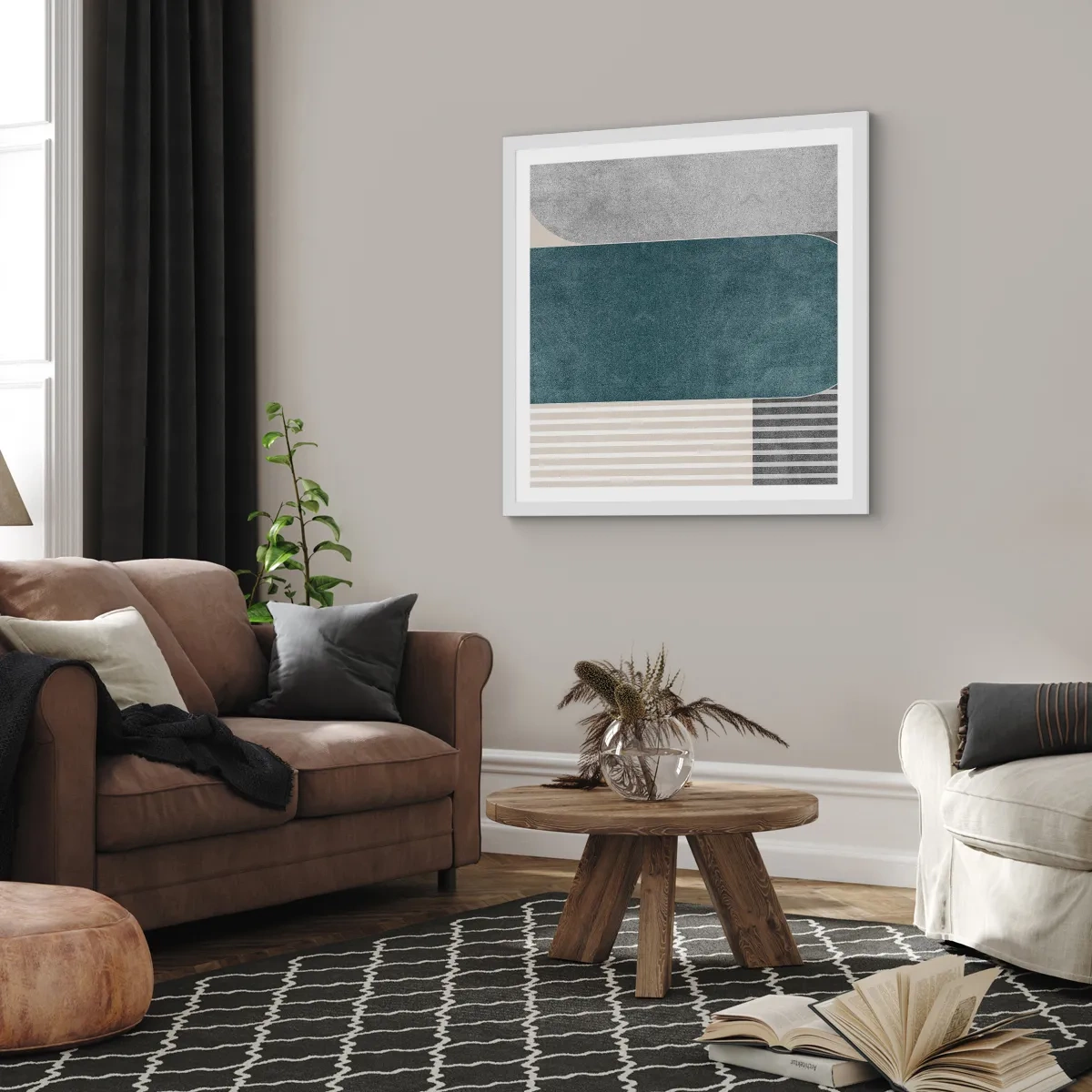 Poster in einem weißen Rahmen - Komposition auf der Ebene - 50x50 cm