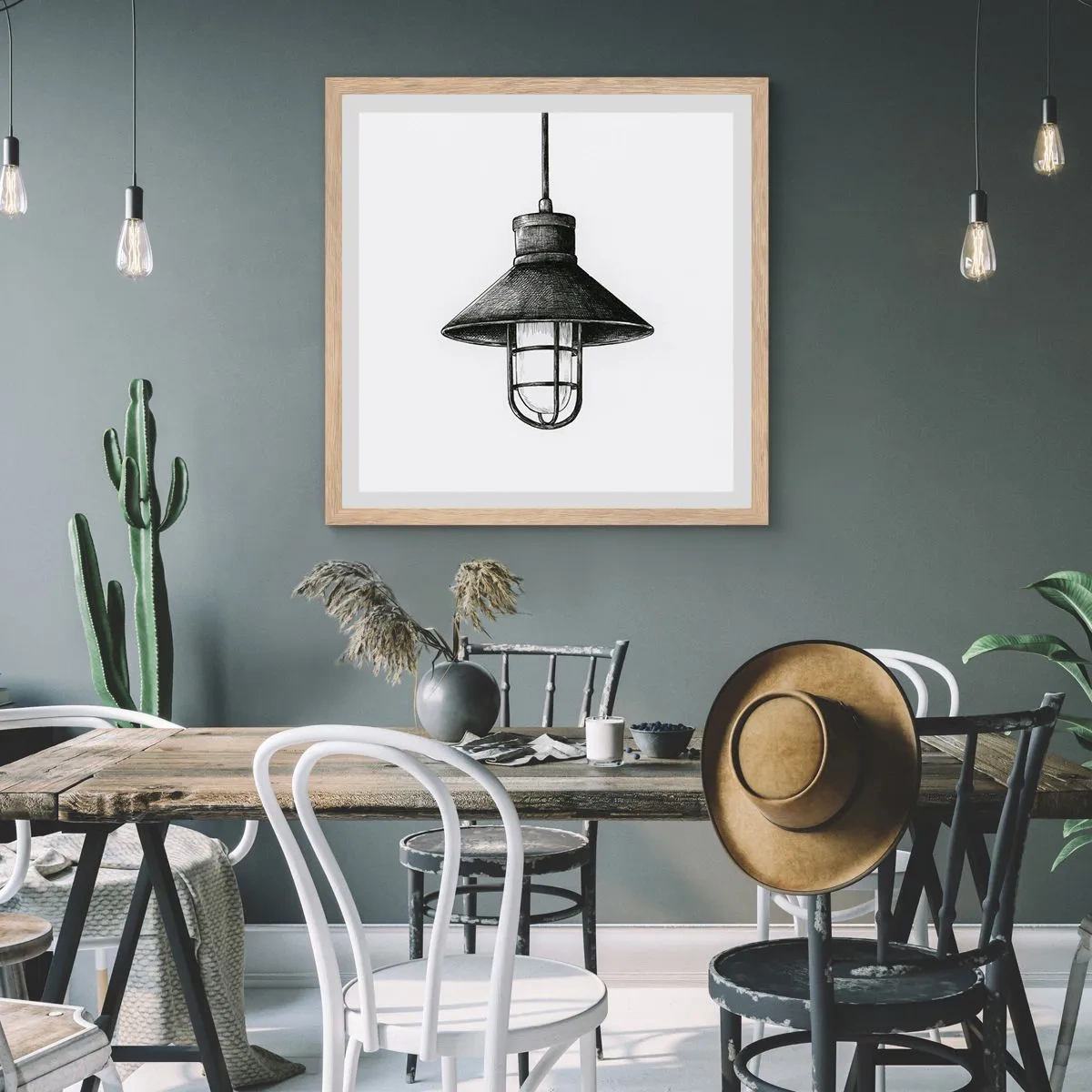 Poster in einem Rahmen aus heller Eiche - Wie vor Jahren… - 30x30 cm