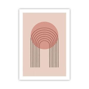 Poster - Eine minimalistische Abstraktion mit Bögen in Rosa- und Beigetönen. - 50x70cm - Unwiderstehliche Anziehungskraft - Moderne Wanddekoration für Wohnzimmer und Schlafzimmer ARTTOR