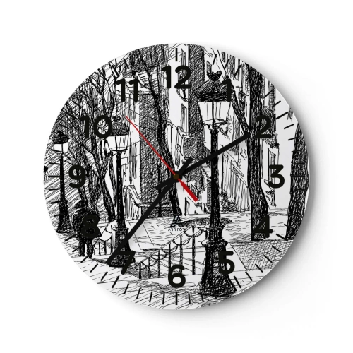 Wanduhr - Glasuhr - Liebesgeschichte oder Horrorgeschichte? - 40x40 cm