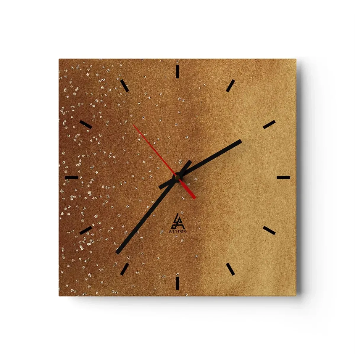 Wanduhr - Glasuhr - Ein goldener Farbverlauf mit dezentem Schimmer und Verzierung - 30x30cm - Die Geburt des Lichts - Moderne Wanddekoration für Wohnzimmer und Schlafzimmer ARTTOR
