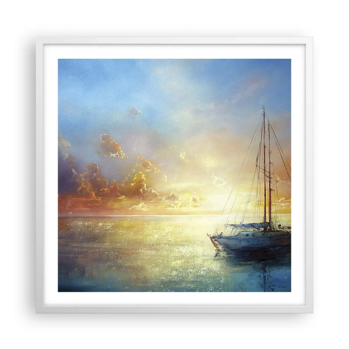 Poster in einem weißen Rahmen - In einer goldenen Bucht - 60x60 cm