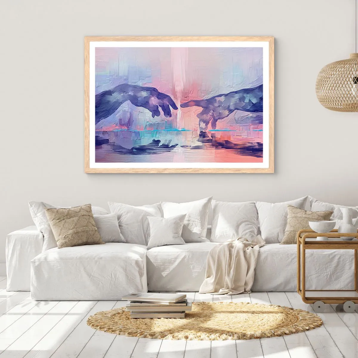 Poster in einem Rahmen aus heller Eiche - Göttlicher Funke des Lebens - 100x70 cm