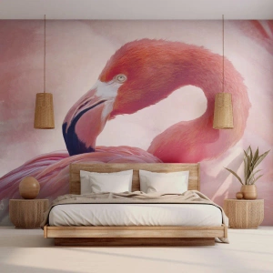 Selbstklebende Fototapete Deluxe Sticker - Vogel Schönheit - Flamingo, Vogel, Natur - 100x70 cm