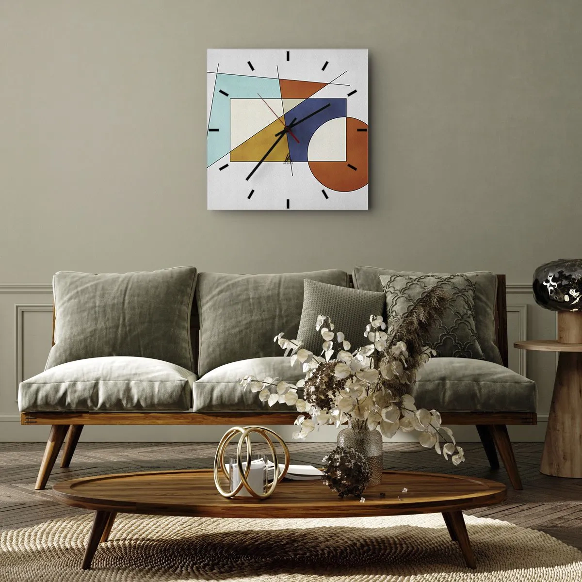 Wanduhr - Glasuhr - Eine modernistische Komposition aus geometrischen Formen und Farben - 30x30cm - Abstraktion: modernistisches Spiel - Moderne Wanddekoration für Wohnzimmer und Schlafzimmer ARTTOR