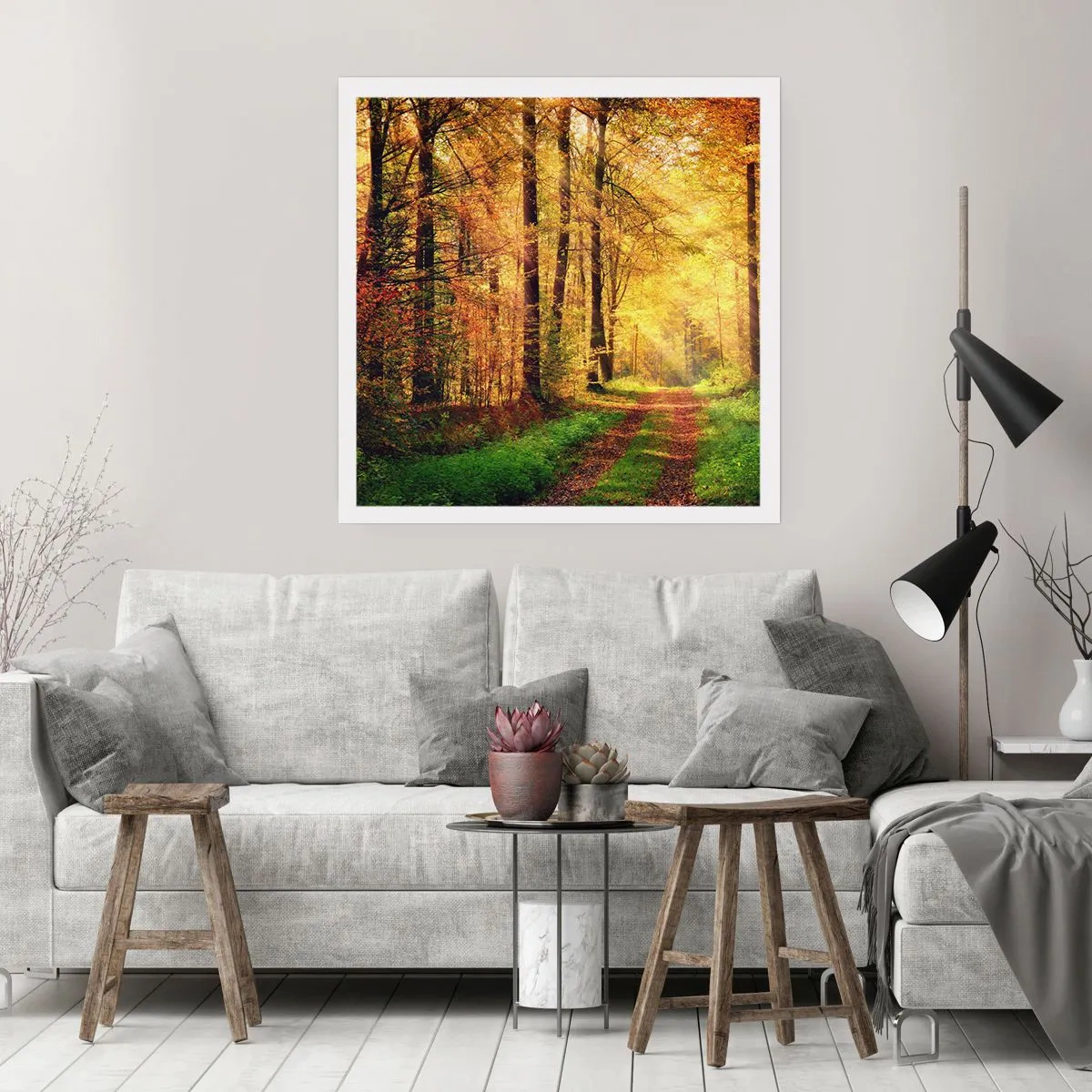 Poster - Waldgoldene Stille - 50x50 cm