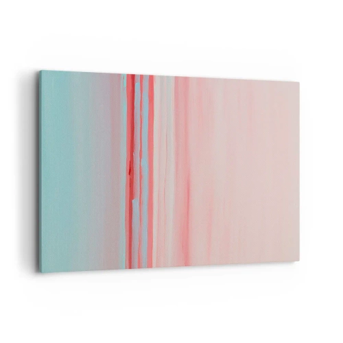 Bild auf Leinwand - Leinwandbild - Pastellfarbene Linien in Rosa- und Blautönen in einer minimalistischen Komposition - 100x70cm - Abstraktion im Morgengrauen - Moderne Wanddekoration für Wohnzimmer und Schlafzimmer ARTTOR