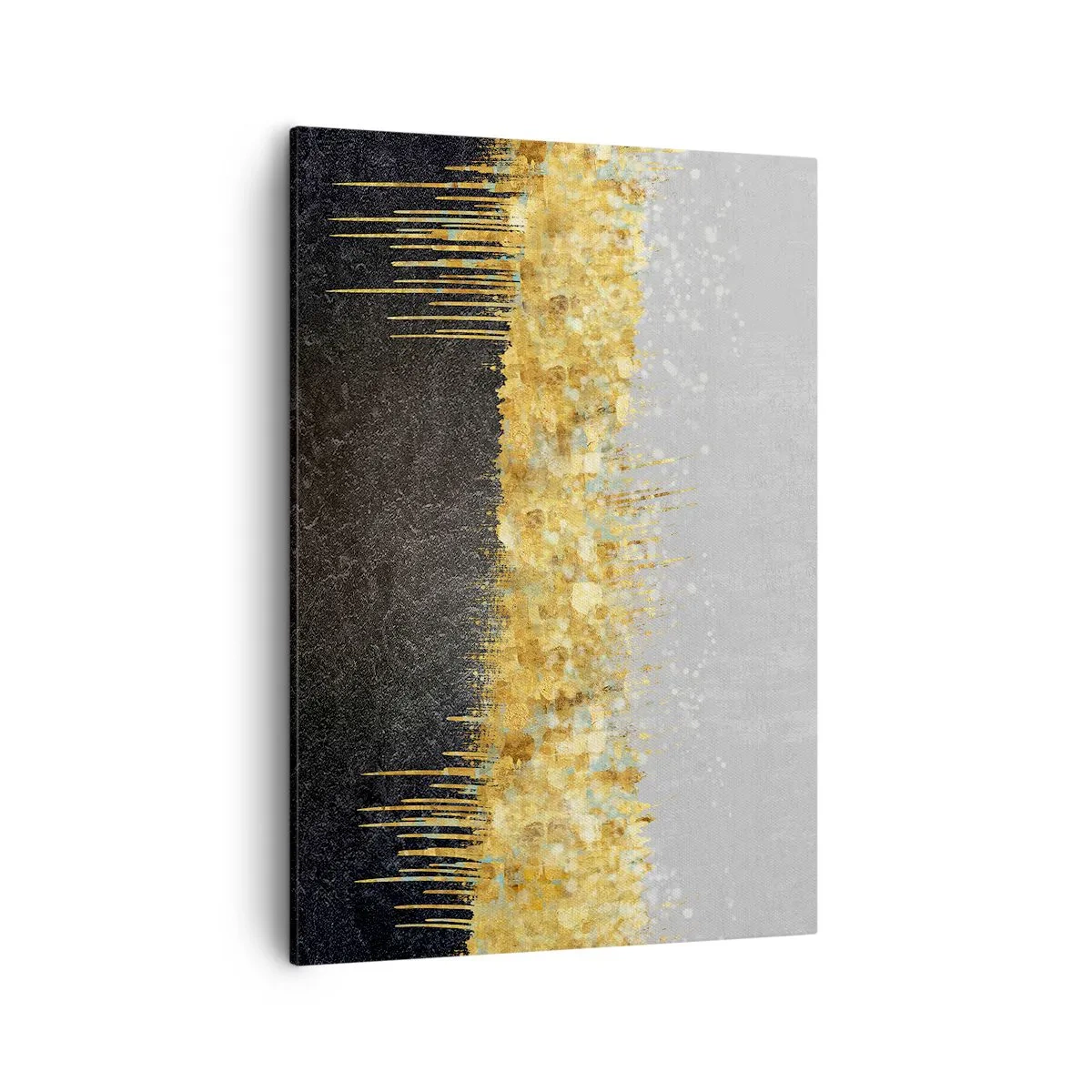 Bild auf Leinwand - Leinwandbild - Abstrakte Komposition in Gold- und Schwarztönen - 50x70cm - Nach innen und nach oben - Moderne Wanddekoration für Wohnzimmer und Schlafzimmer ARTTOR