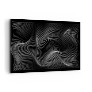 Bild auf Leinwand - Leinwandbild - Abstrakte weiße Linien auf schwarzem Hintergrund - 100x70cm - Lichttanz im Raum - Moderne Wanddekoration für Wohnzimmer und Schlafzimmer ARTTOR