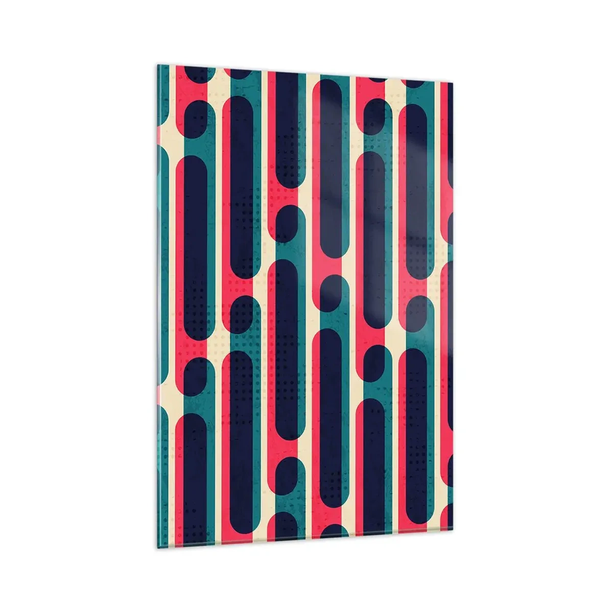 Glasbild - Bild auf glas - Geometrisches Retro-Muster mit Pastellfarben - 80x120cm - In die Tiefe und vorwärts - Moderne Wanddekoration für Wohnzimmer und Schlafzimmer ARTTOR