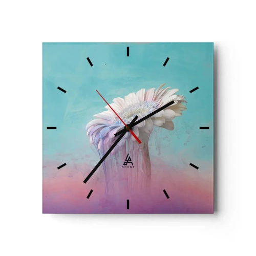 Wanduhr - Glasuhr - Pastellfarbene Gerbera mit Unschärfeeffekt - 30x30cm - Blumenunterwelt - Moderne Wanddekoration für Wohnzimmer und Schlafzimmer ARTTOR