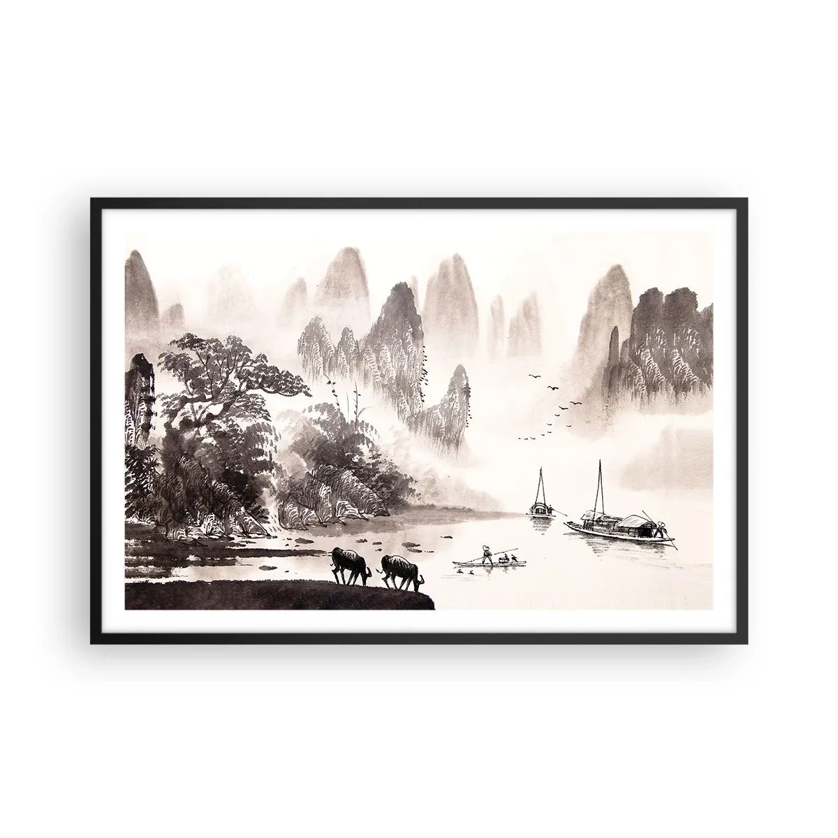 Poster in einem schwarzem Rahmen - Der exotische Alltag des Ostens - 91x61 cm