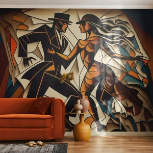 Selbstklebende Fototapete Deluxe Sticker - Tanz der Passion und Leidenschaft - Kubismus, Tanzen, Paar - 400x280 cm