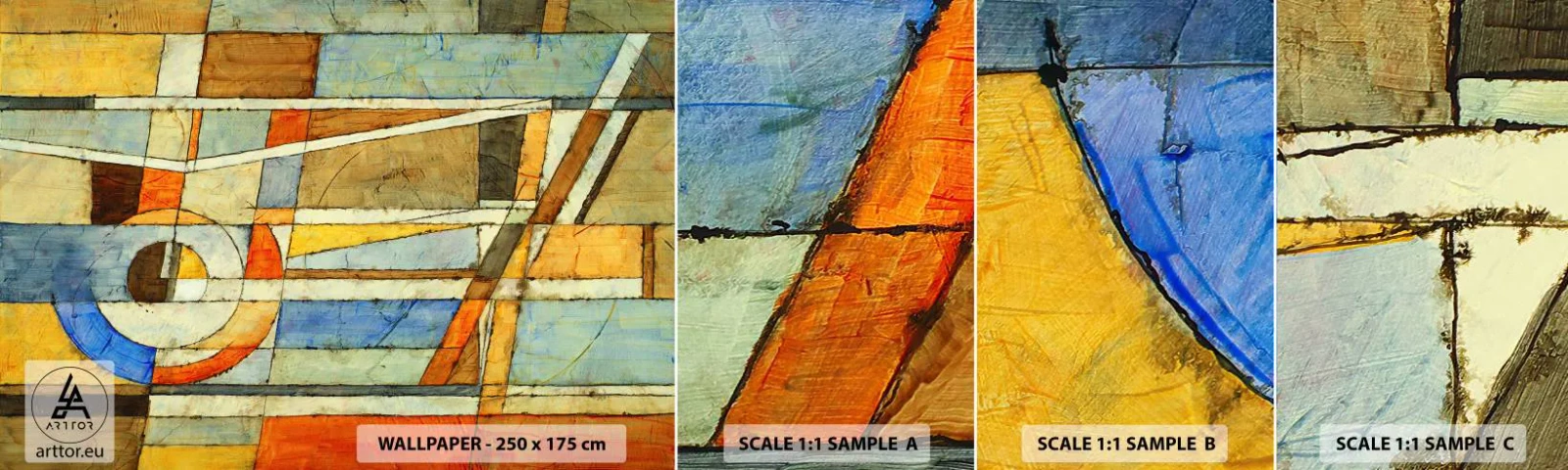 Fototapetenmuster Standard Eco - Kubismus auf der Baustelle - Abstraktion, Stück, Grafik - 100x30 cm