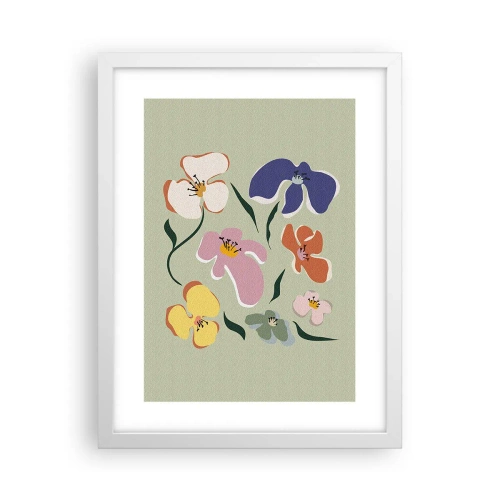 Poster in einem weißen Rahmen - Mit Stiefmütterchen vertraut - 30x40 cm