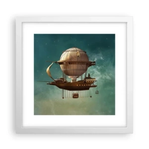 Poster in einem weißen Rahmen - Jules Verne sagt Hallo - 30x30 cm