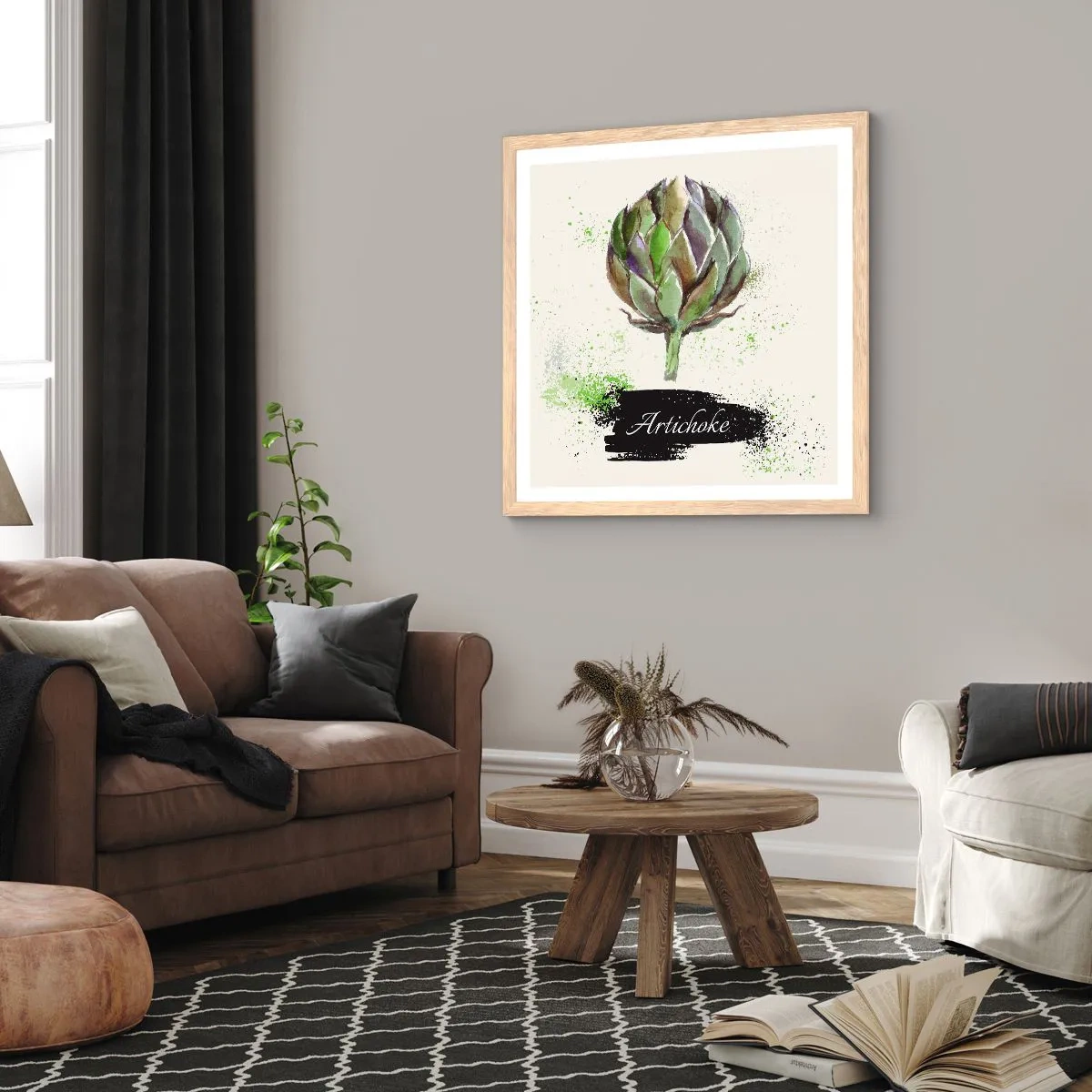 Poster in einem Rahmen aus heller Eiche - Eviva-Gemüse! - 60x60 cm