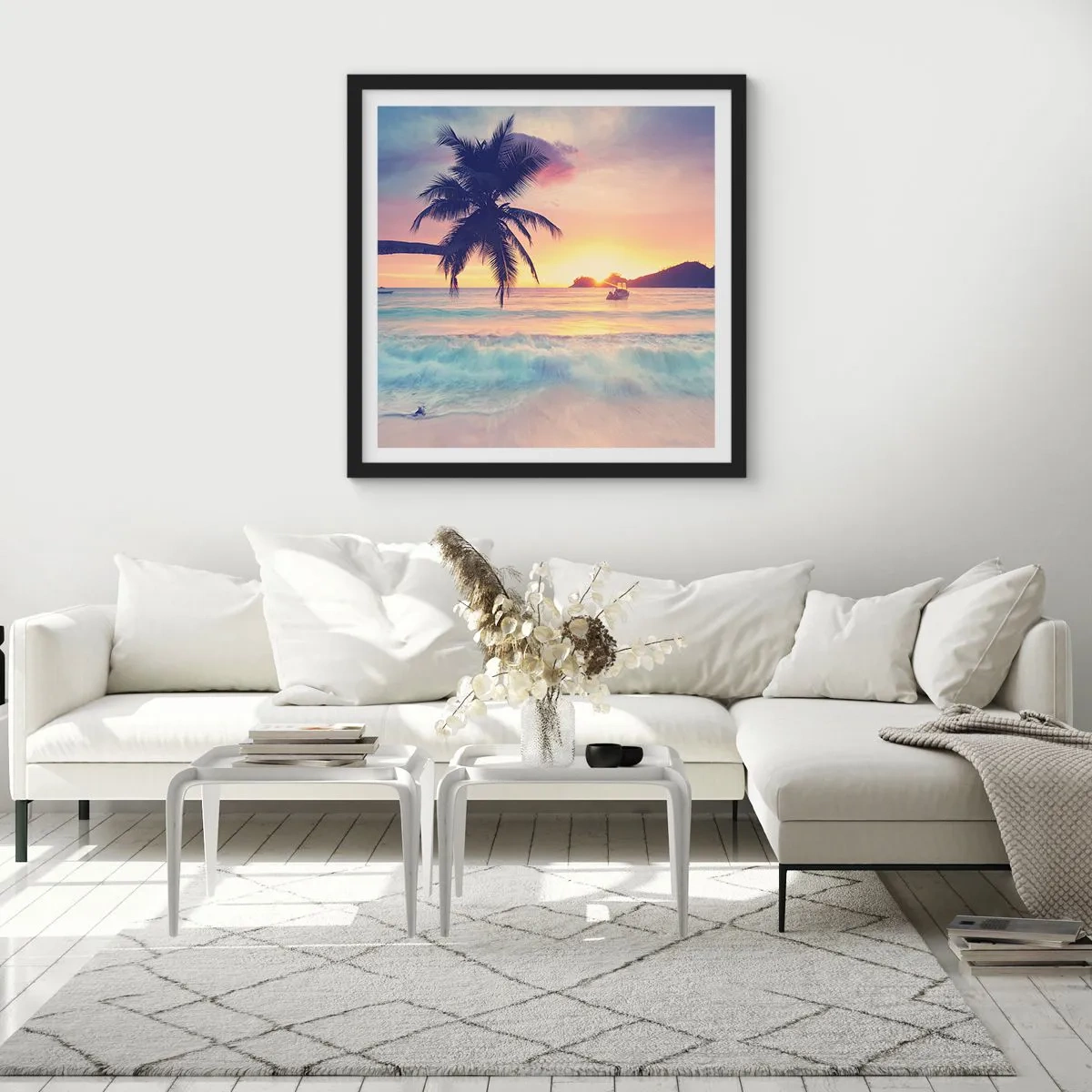 Poster in einem schwarzem Rahmen - Ein Abend in der Bucht - 30x30 cm