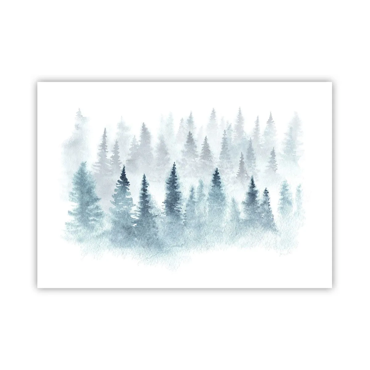 Poster - Nadelwälder in zartem Nebel getaucht - 100x70cm - In Nebel gehüllt - Moderne Wanddekoration für Wohnzimmer und Schlafzimmer ARTTOR