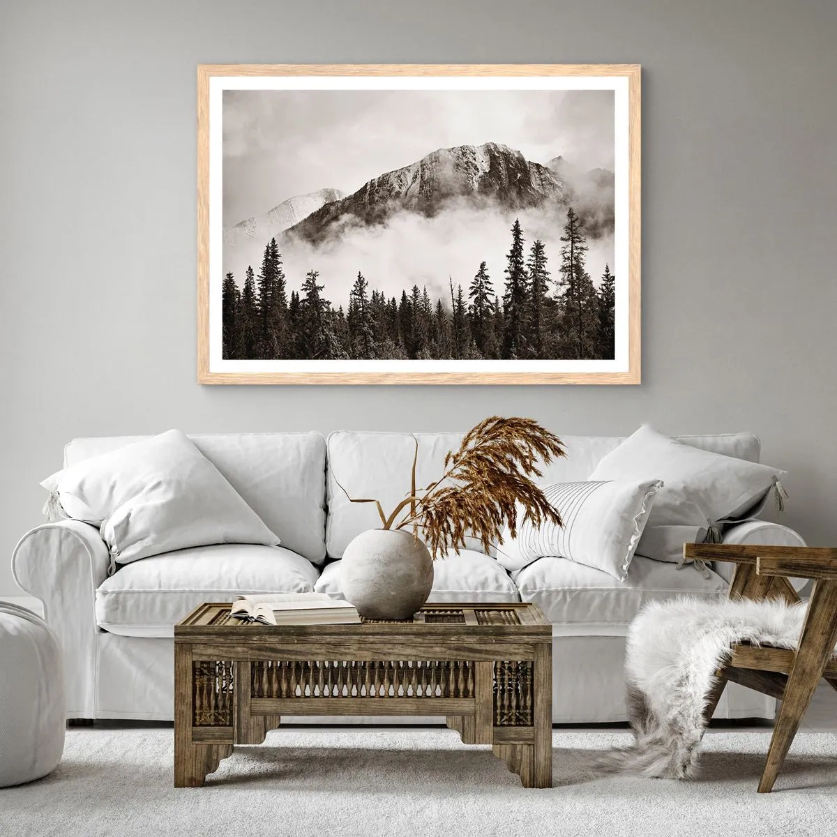 Poster in einem Rahmen aus heller Eiche - Lineal aus Granit - 70x50 cm