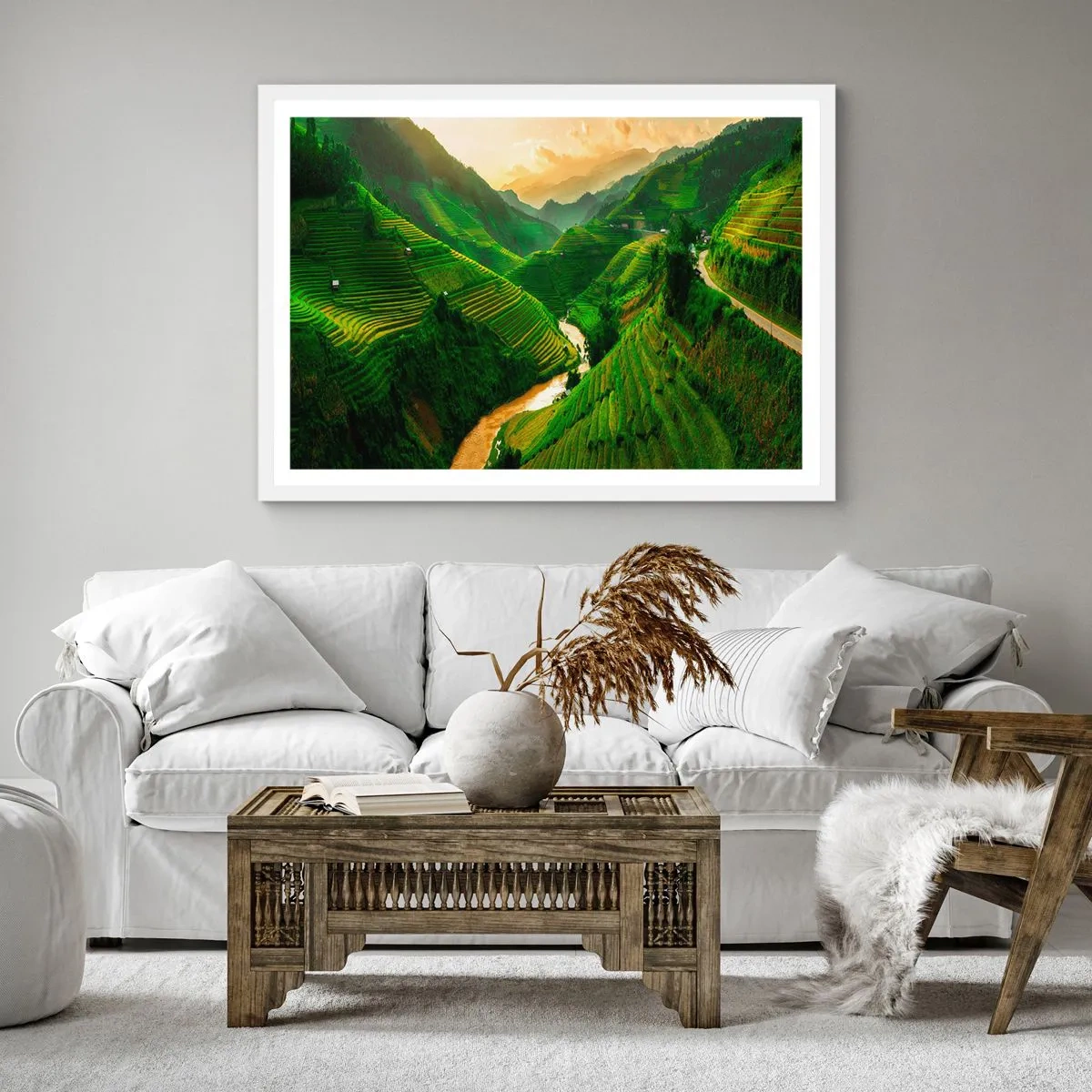 Poster in einem weißen Rahmen - Vietnamesisches Tal - 60x60 cm