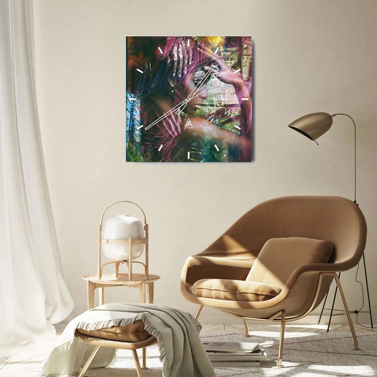 Wanduhr - Glasuhr - Mutter Natur im Dschungel - 40x40 cm