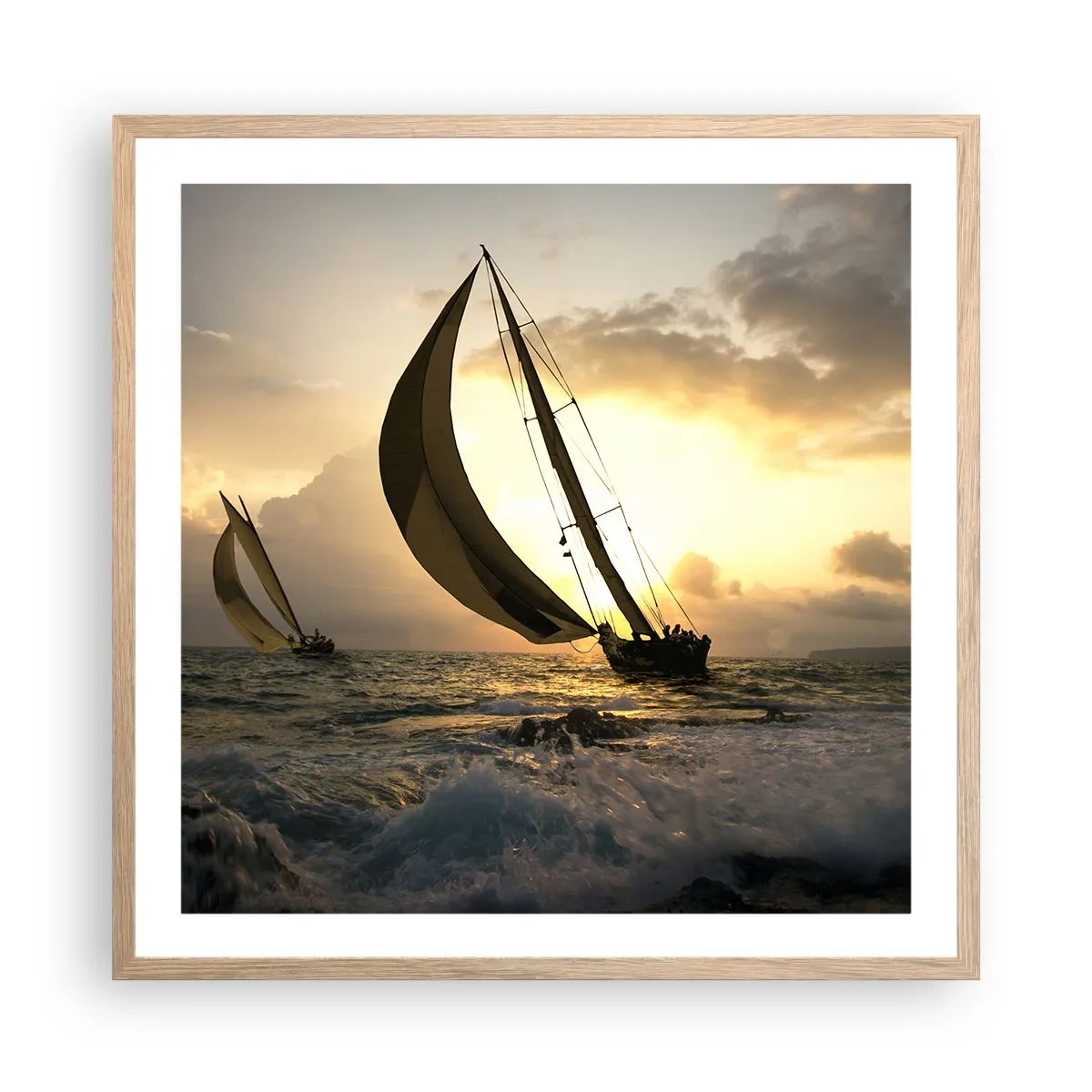 Poster in einem Rahmen aus heller Eiche - Mit dem Wind und gegen den Wind - 60x60 cm