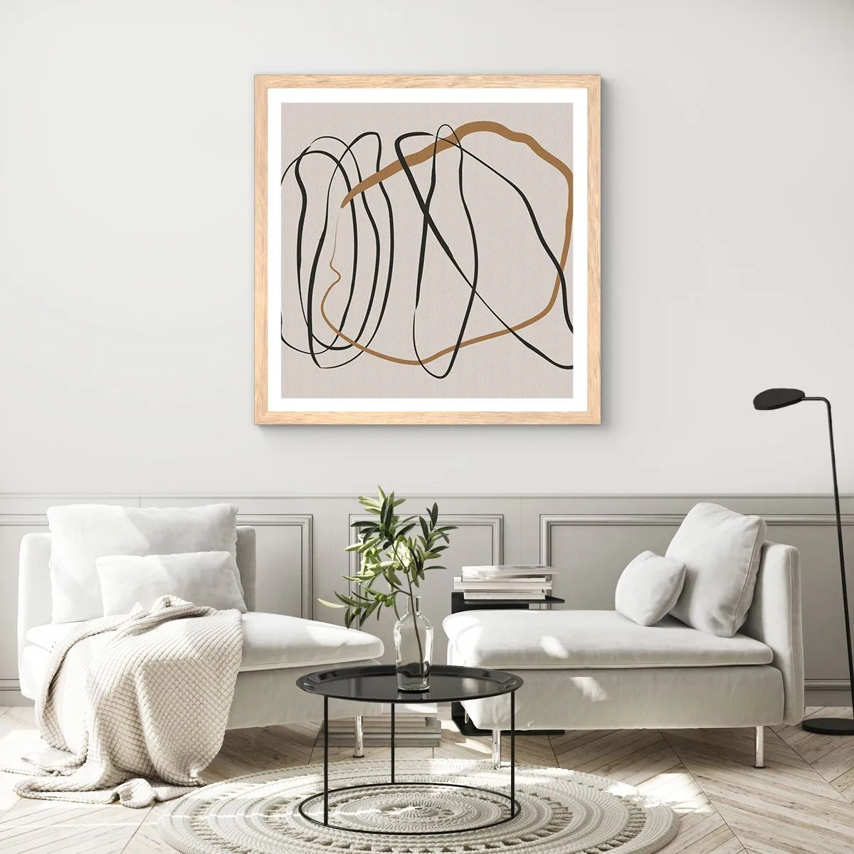 Poster in einem Rahmen aus heller Eiche - Komposition – Looptanz - 40x40 cm