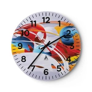 Wanduhr - Glasuhr - Der Tanz der Elemente - 30x30 cm
