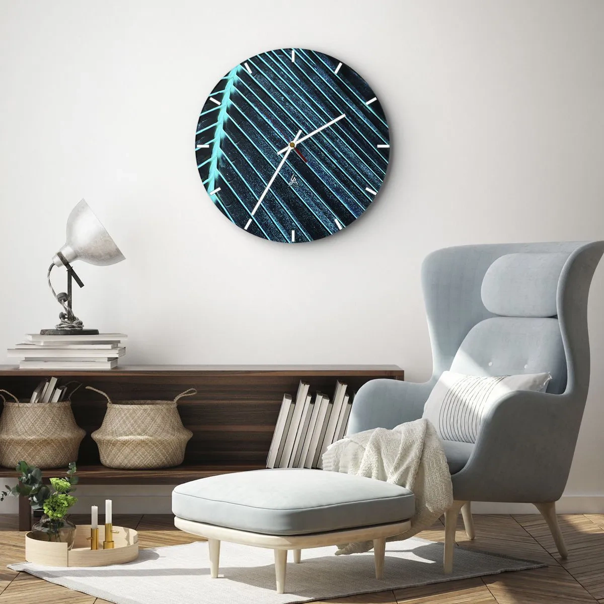 Wanduhr - Glasuhr - Grüne Textur - 40x40 cm