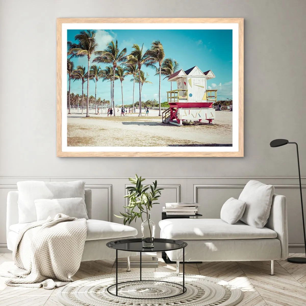 Poster in einem Rahmen aus heller Eiche - Dir steht ein schöner Tag bevor - 91x61 cm